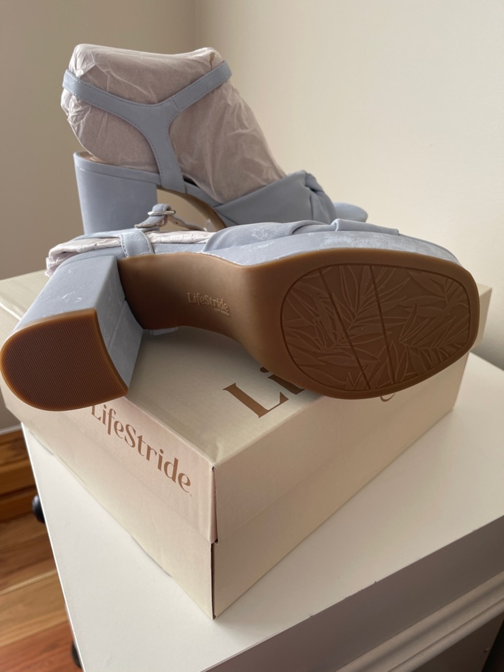 Life Stride Powder Blue Knotted Platform Sandals - Picture 7 of 7